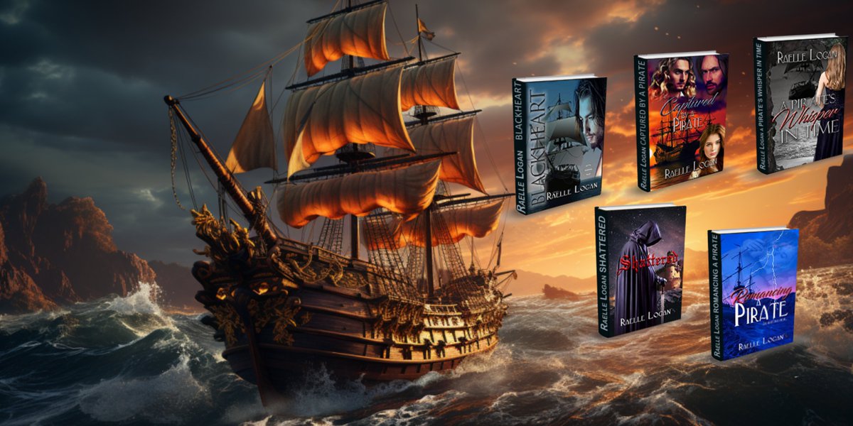 The Golden Days of Piracy await... Raise the Ship's Anchor, Away the Sails, Escape into Adventure and Romance with Scorching Hot Pirate books by Author Raelle Logan. #PirateBooks #booklovers #books #romance #romanticsuspense #historicalromance #historicalfiction #RomanceReader