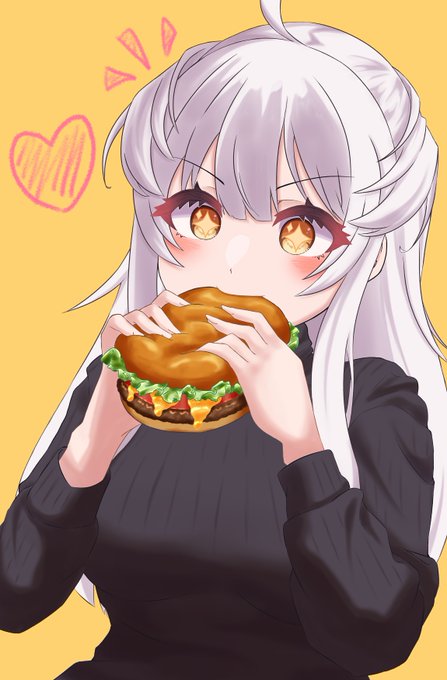 「ahoge holding food」 illustration images(Latest)