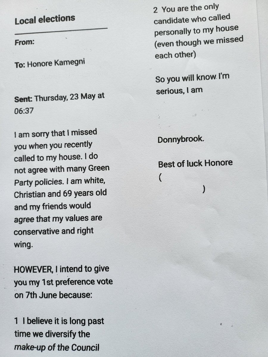 Don't let the online abuse mislead you. The real people of Cork are warm and supportive. Please vote no.1 for me on Friday the 7th of June to send a strong message. Make history and #KeepGoingGreen. Thanks for your support and encouragement. We are ONE 🇮🇪
Up the GREEN PARTY !