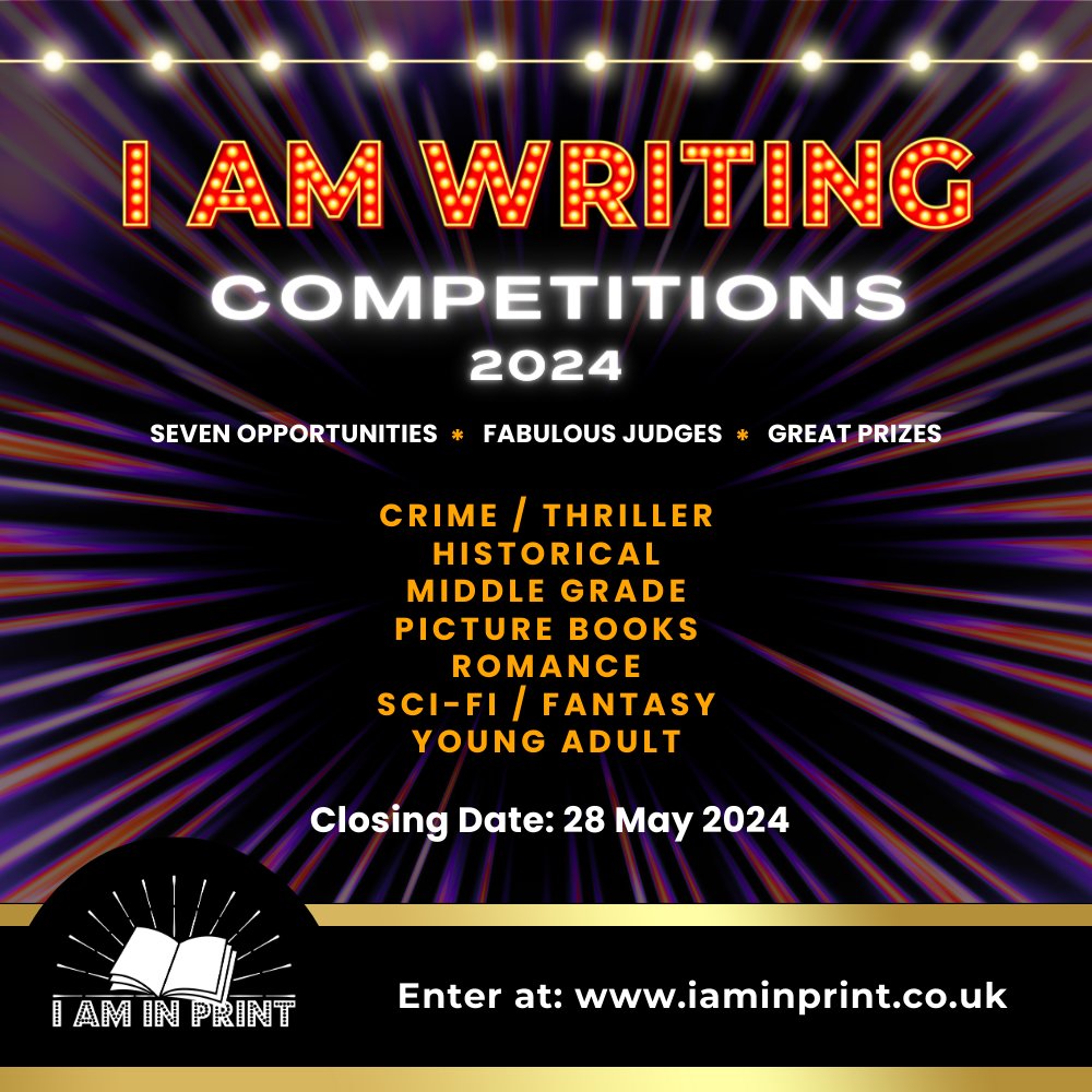 IAmInPrint's tweet photo. Last call for #IAmWriting #Competition entries!! They close 28 May 2024 at 1pm BST so be quick.
There are 7 opportunities each with their own judge(s). Entering is a great way to get your work noticed!
https://t.co/oydmUJNBoY
#amwritingfiction #writingcomp #writingcommunity https://t.co/jPwngkkQbC