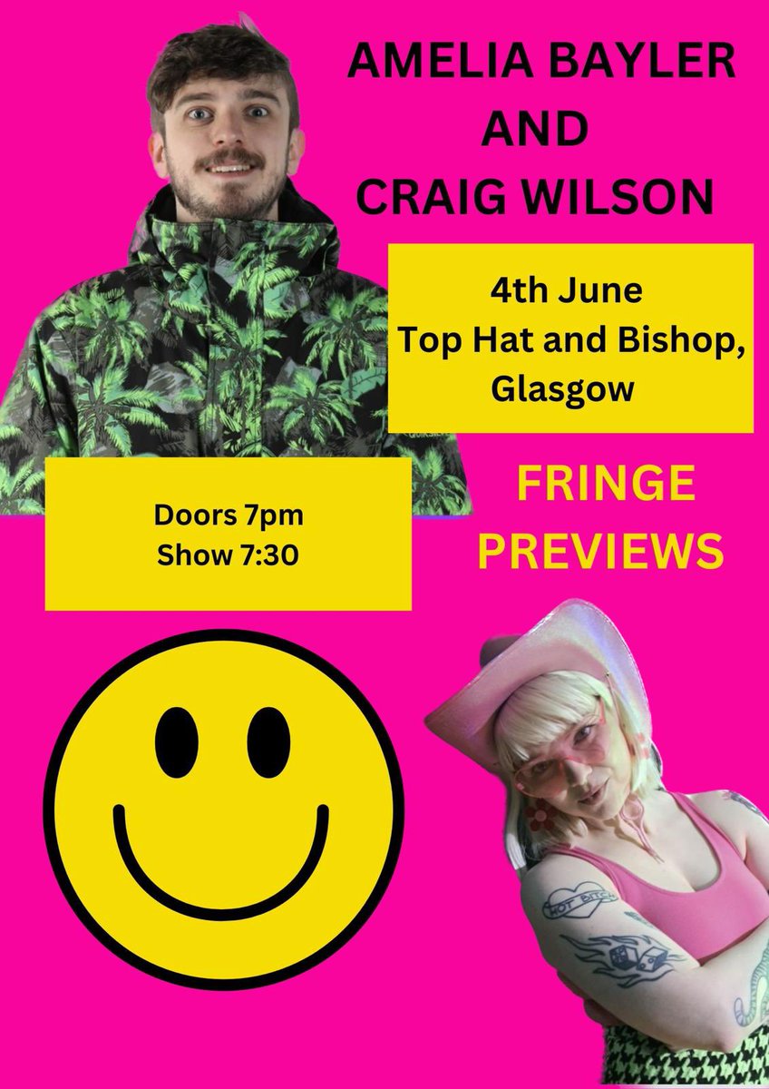 ⭐️ GLASGOW ⭐️ @Craig_Wilson and I are doing fringe previews together! Tickets: seetickets.com/event/amelia-a… Comics you can come for free let us know if you wanna come woo xxxxxxx
