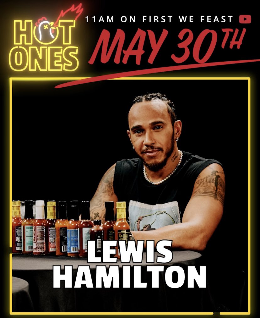 Lewis Hamilton is set to appear on Hot Ones this Thursday, May 30th.