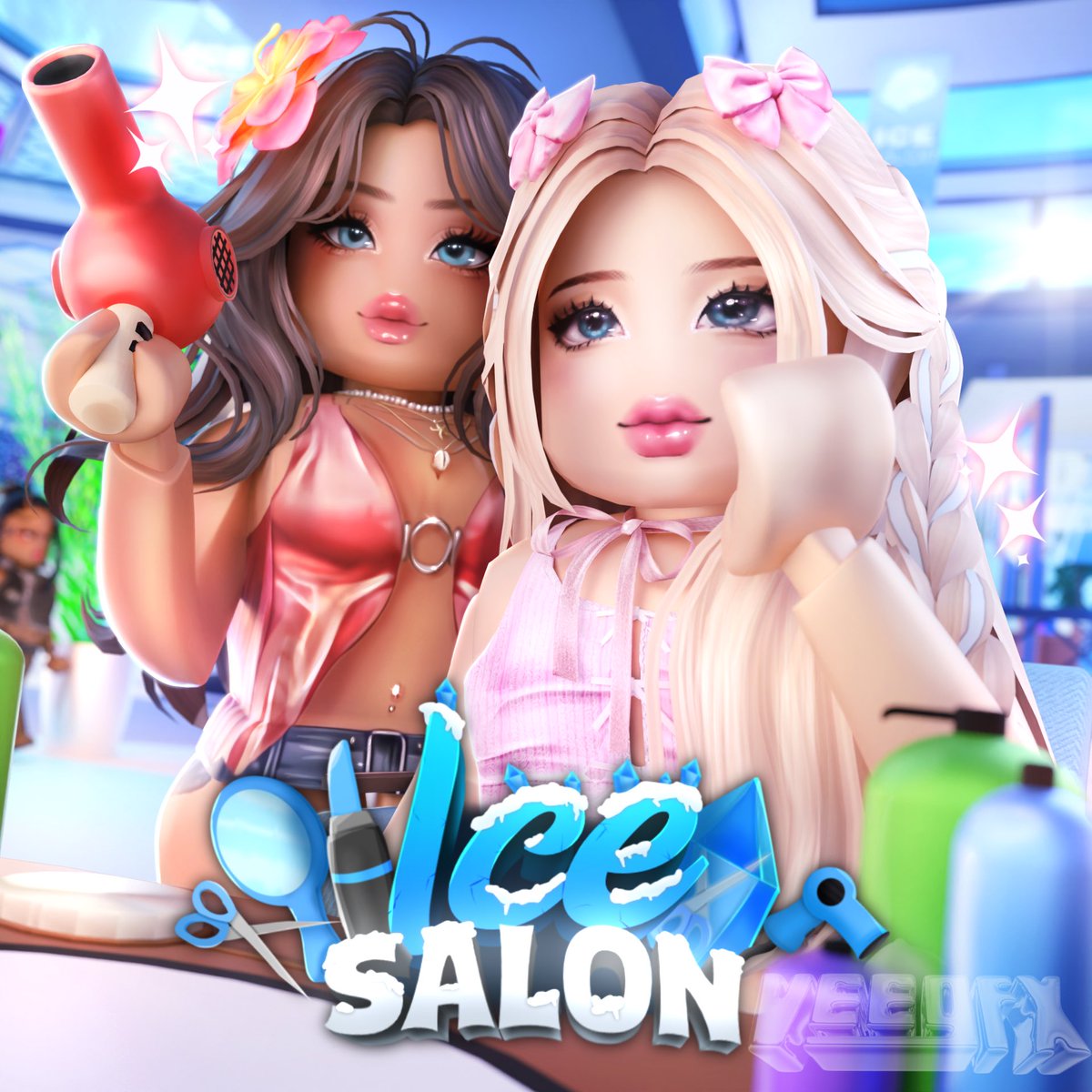Game Icon for <a href="/SharkTacticsRbx/">SharkTactics</a>’s Ice Salon! ❄️✂️
Tried a different style and love the result. 💖

#Roblox #RobloxDev #RobloxGFX
