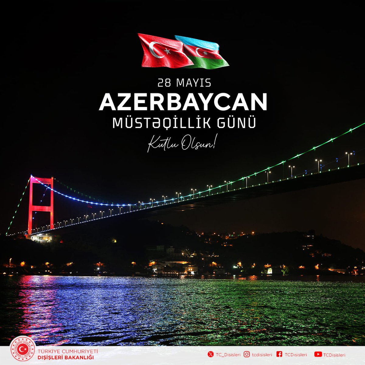 Can Azerbaycan’ın Bağımsızlık Günü kutlu olsun!🇹🇷🇦🇿 Mutluluğu mutluluğumuz, kederi kederimiz olan Azerbaycanlı kardeşlerimizin gururunu ve coşkusunu yürekten paylaşıyoruz.