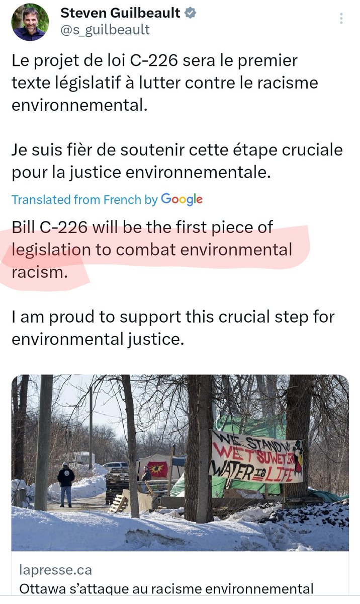 Just in case you missed the Ministerial Green Messiah tweeting about 'Environmental Racsim' in French to avoid a massive ratio here ya go. 

#Wacko