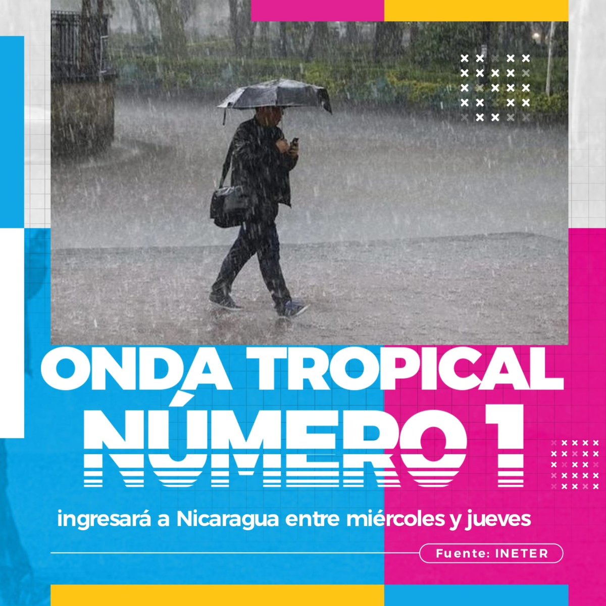 #4519LaPatriaLaRevolución INETER, pronostica entrada de onda tropical el día miércoles en las costas caribes y jueves en el pacífico.