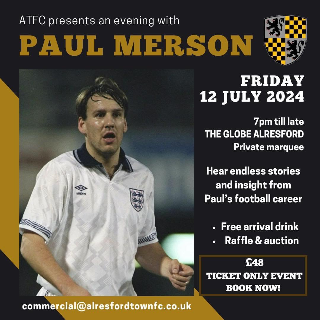 We are excited to announce this year’s summer event with guest speaker Paul Merson! Get in touch asap to secure your tickets. Kindly being hosted by The Globe Alresford