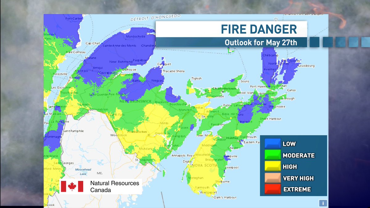 One year since the Nova Scotia wildfires began. 
A look back at the precipitation in the few weeks before the fires shows how dry it was... and comparatively, how dry it's been this May.
Current Fire Danger map shows the incoming rain on Tuesday is much needed.
#nsstorm #nbstorm