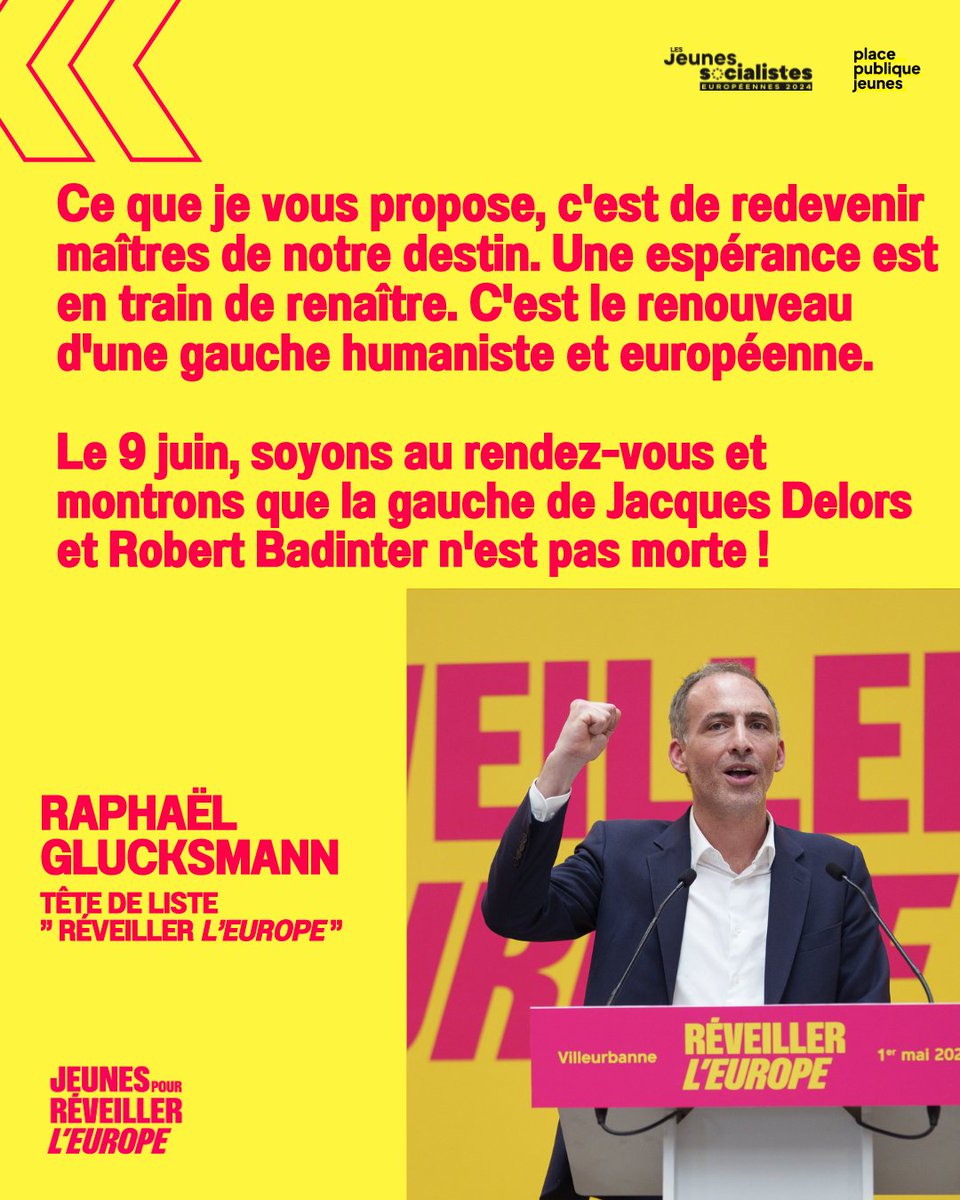 Le 9 juin, soyons au rendez-vous et montrons que la gauche de Jacques Delors et Robert Badinter n'est pas morte ! #LeDébat #DébatBFM #JeVoteGlucksmann #ReveillezLEurope avec @rglucks1