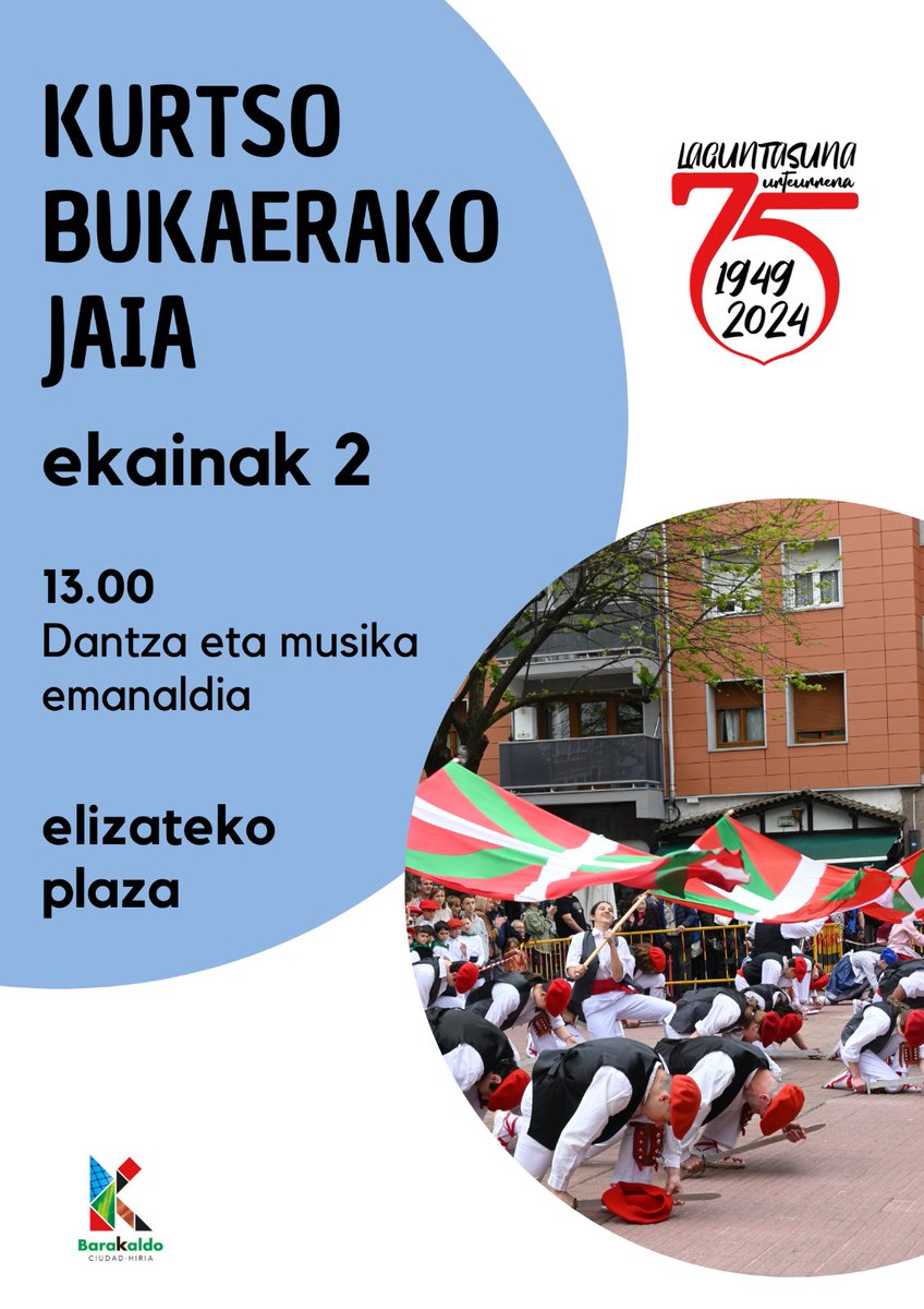 Ikasturtea bukatzen ari da!!! Hori dela eta, igande honetan jaia izango dugu, lagun artean dantza eta musika tartean ondo pasatzeko.
👉13.00etan Elizateko Plazan,  gure dantzari eta musikarien esku emanaldia izango dugu. Animatu eta etorri lan gogorraren fruituak ikustera!!!
