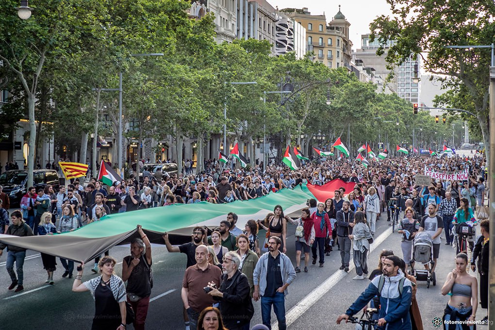 #Barcelona Concentración frente a la Sede de la UE en repudio al #GenocidioEnGaza y al último ataque del Estado Criminal de Israel sobre el campo de refugiados en Rafha. #VivaPalestinaLibre🇵🇸 #BoicotIsrael