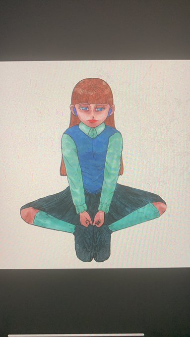 「brown hair sitting」 illustration images(Latest)
