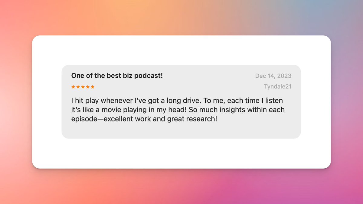 A tip for getting reviews on @ApplePodcasts. Encourage listeners to share: a) what drew them to your show, b) what they enjoy about it, c) and how they prefer to listen. This not only gives you insights into why they listen but also attracts others seeking similar content. 👍