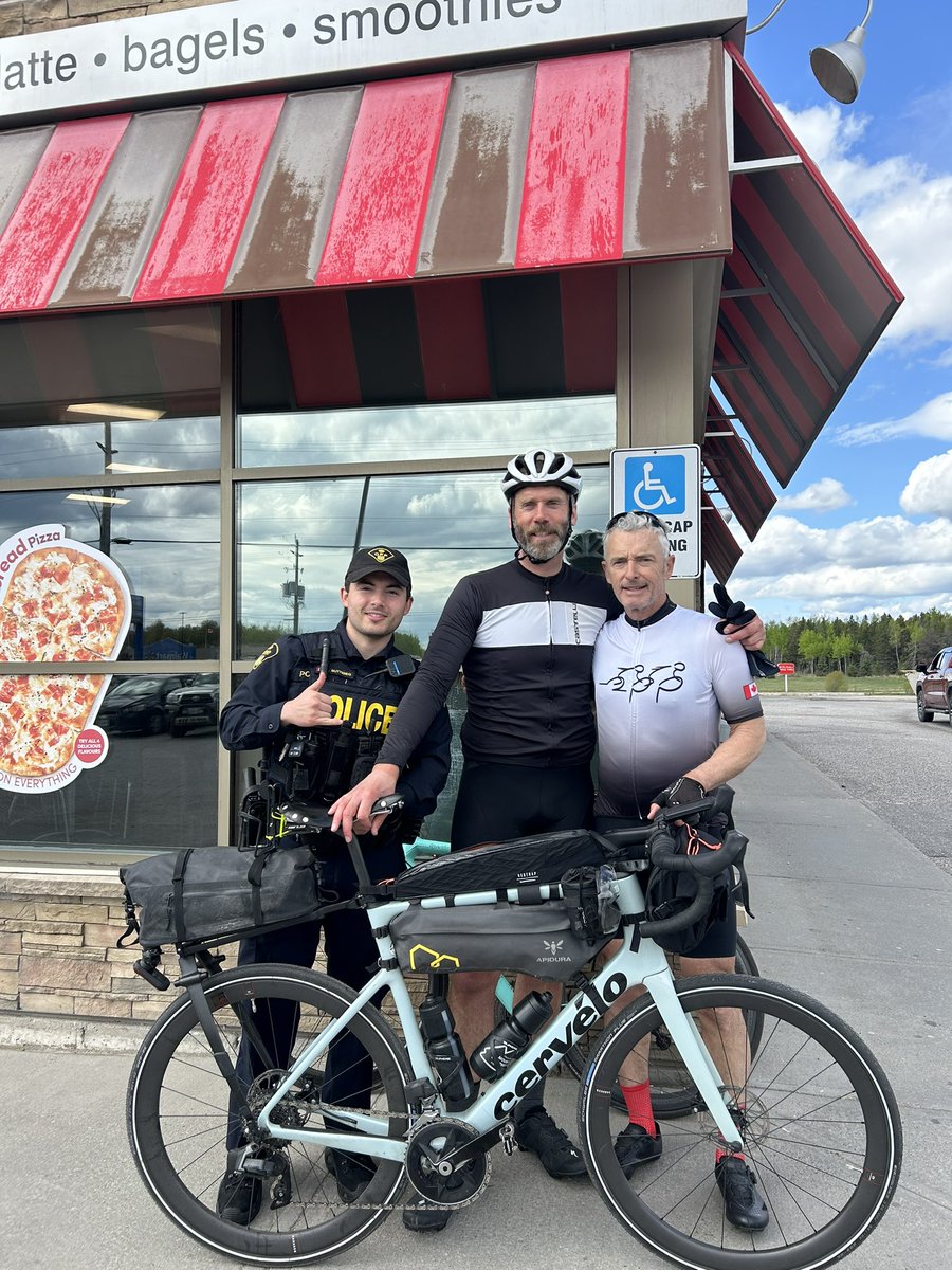 Day 22 Cross Canada. Kenora Ont to Dryden Ont. Great day of cycling with retired OPP member Joel !! Lake country is next level around here :)
Thank You to OPP for the awesome support along the way
@OPP_News 
@CopsForCancer
@VancouverPD
@CityofDryden 
@copsforcancercanada