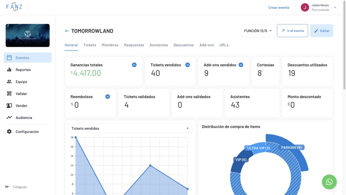 Organizás eventos?

Te tengo una muy buena noticia!

Acabamos de lanzar una nueva versión en <a href="/FanzEvents/">Fanz</a> 

Con Fanz podés gestionar tus eventos, funciones, entradas, descuentos, add-ons, equipo, monitoreo de usuarios, y mucho más! Además, la salida al público es 100% marca blanca