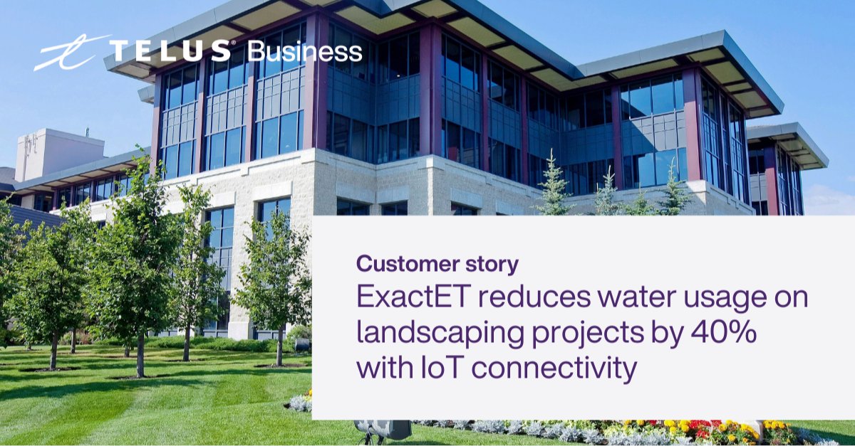 Learn how ExactET uses TELUS' IoT connectivity to transform water efficiency in landscaping: bit.ly/3KjgqzW
 
#IoTConnectivity #EnvironmentalSustainability #TeamTELUS