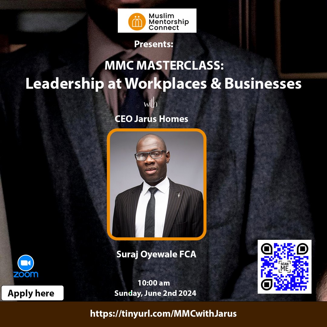 Join our masterclass on Sunday, 2nd June, focused on Leadership at Workplaces & Businesses to unlock your potential, learn effective leadership strategies, and inspire your team. @SirJarus @Iwelabi1 @MSSNLagos @unilag_mssn tinyurl.com/MMCwithJarus