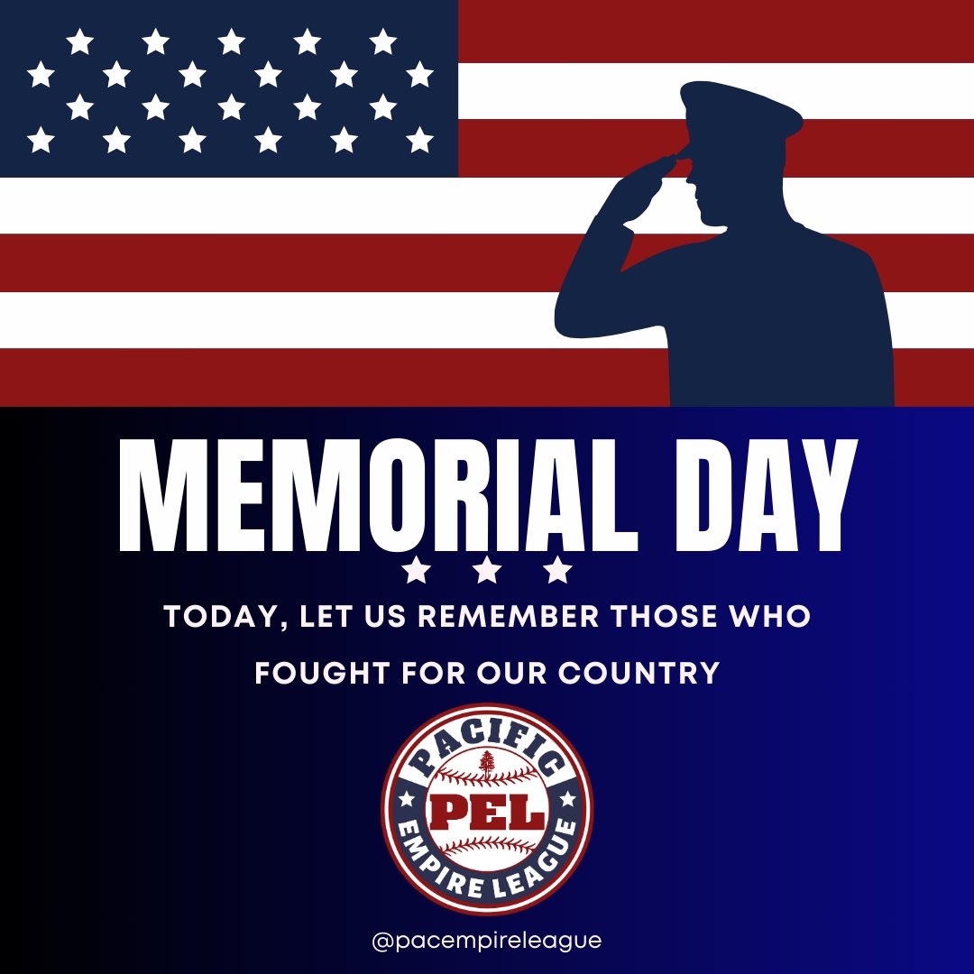 The Pacific Empire League honors and thanks those who have served.🇺🇸⚾️ #MemorialDay #PacificEmpireLeague