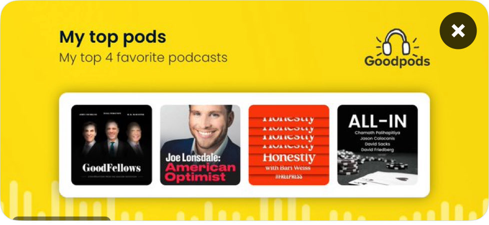 🚨 NEW FEATURE ALERT!

On your Goodpods profile page you can now create a shareable list of your favorite shows!