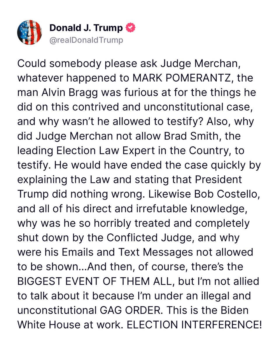 🚨RIGHTFUL PRESIDENT TRUMP JUST CALLED OUT JUDGE MERCHAN ON TRUTH SOCIAL! Share to amplify his message!