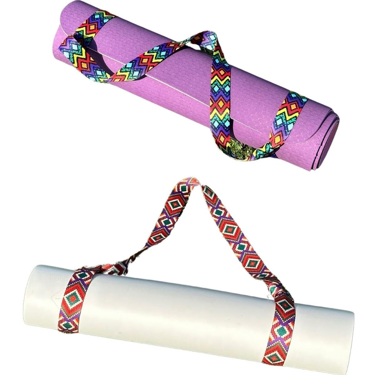 2 Pack Handmade Yoga Mat Strap, Handmade Yoga Mat Thick, Handmade Yoga Mat Carrier Strap, Handmade Yoga Mat Bag Strap | (Rainbow-Ethnic) amzn.to/4e868ka via @amazon #affiliate #yogaforbeginners