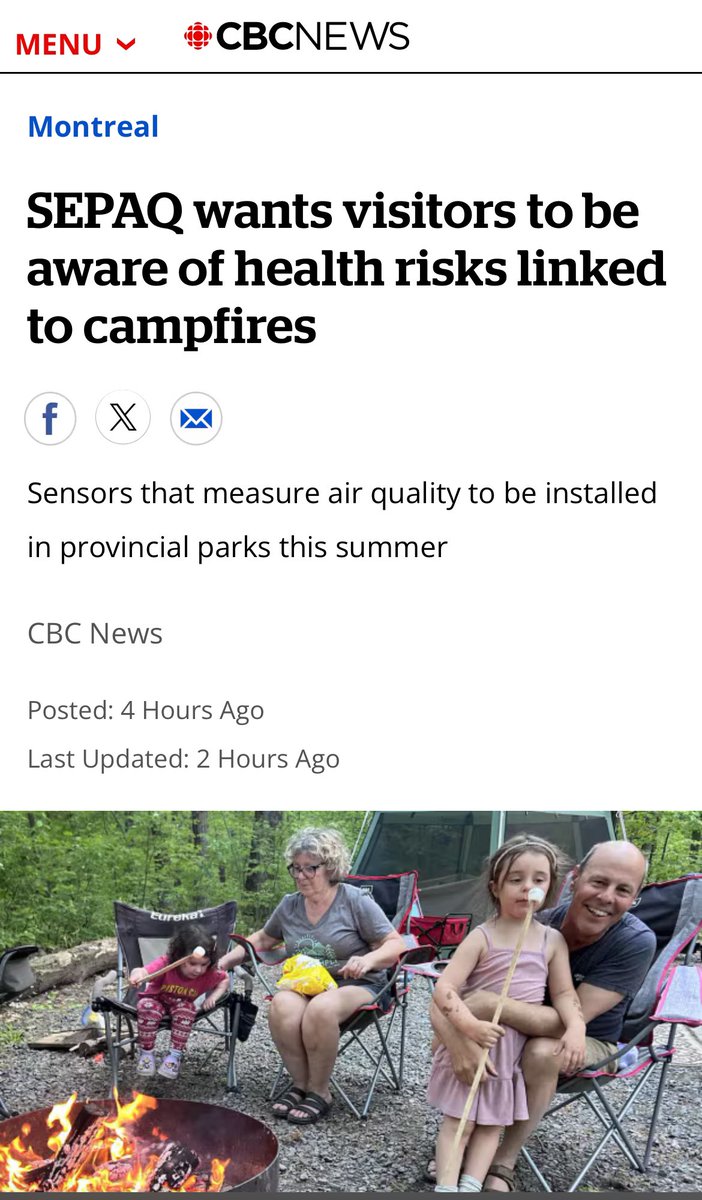 Isn’t it fascinating that after hundreds of THOUSANDS of years of using FIRE 🔥 we now have to install sensors at public parks to monitor air quality because of camp fires and potentially start BANNING them. WHAT?? 🤯🤯 Quebec 🇨🇦