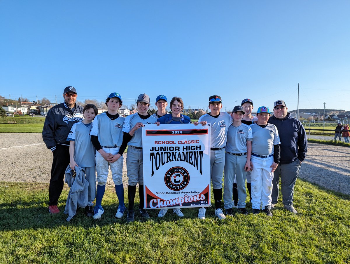 baseballstjohns's tweet photo. Mount Pearl Intermediate are the Jr. High Tier 3 Champions! 
With a final score of 6-4, both teams were in it to win it!

Paradise Intermediate was their opponents who fought hard all the way through this tournament and left it all out on the field https://t.co/lgEYqMSaZ2