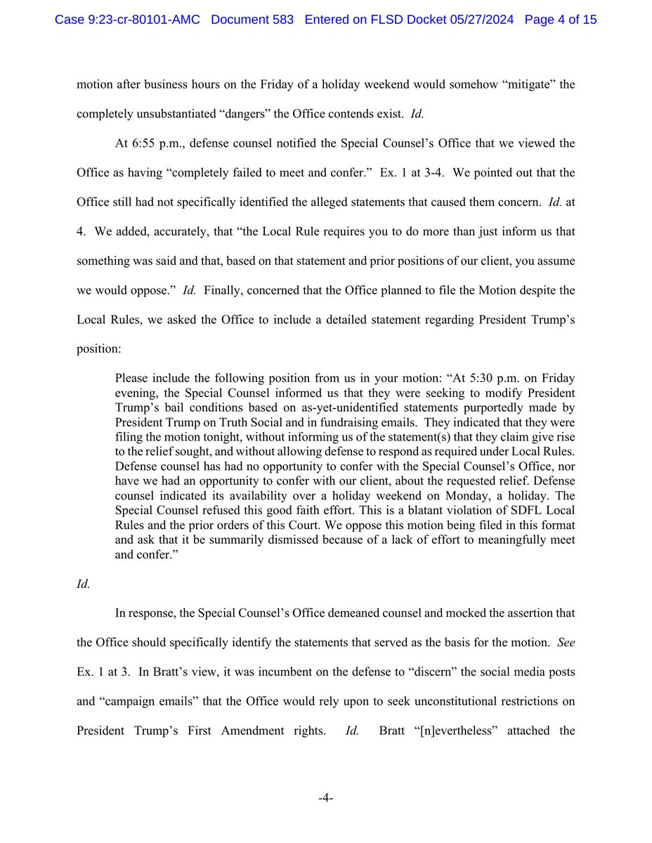 New filing: 'U.S. v. Trump (mar-a-lago docs)' Doc #583: Sanctions AND Strike PDF: courtlistener.com/docket/6749007… #CL67490070