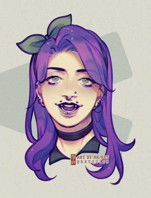 「earrings purple hair」 illustration images(Latest)
