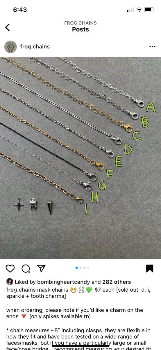 MASK CHAINS! These are so cute, come in silver and gold and can be customized in terms of size, and charms. From @ frog.chains on Instagram :)