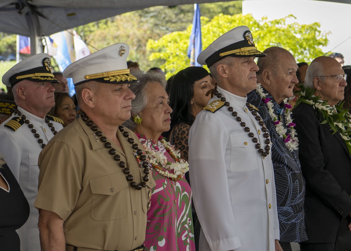 Adm. Stephen Koehler, commander, U.S. Pacific Fleet, speaks at the 73rd Mayor’s #MemorialDay Ceremony at the National Memorial Cemetery of the Pacific - Punchbowl. #FreeAndOpenIndoPacific #NeverForgotten #RememberTheFallen 📷: MC2 Christopher Sypert