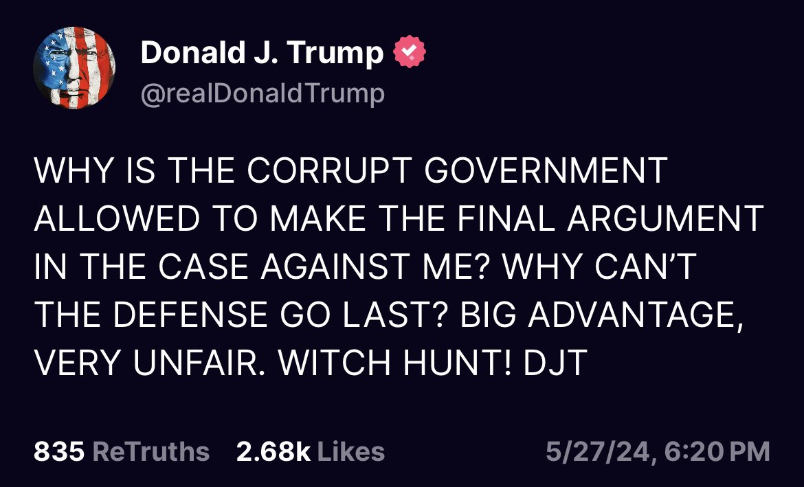 Trump learning how the criminal justice system works. 

LAW AND ORDER!!!