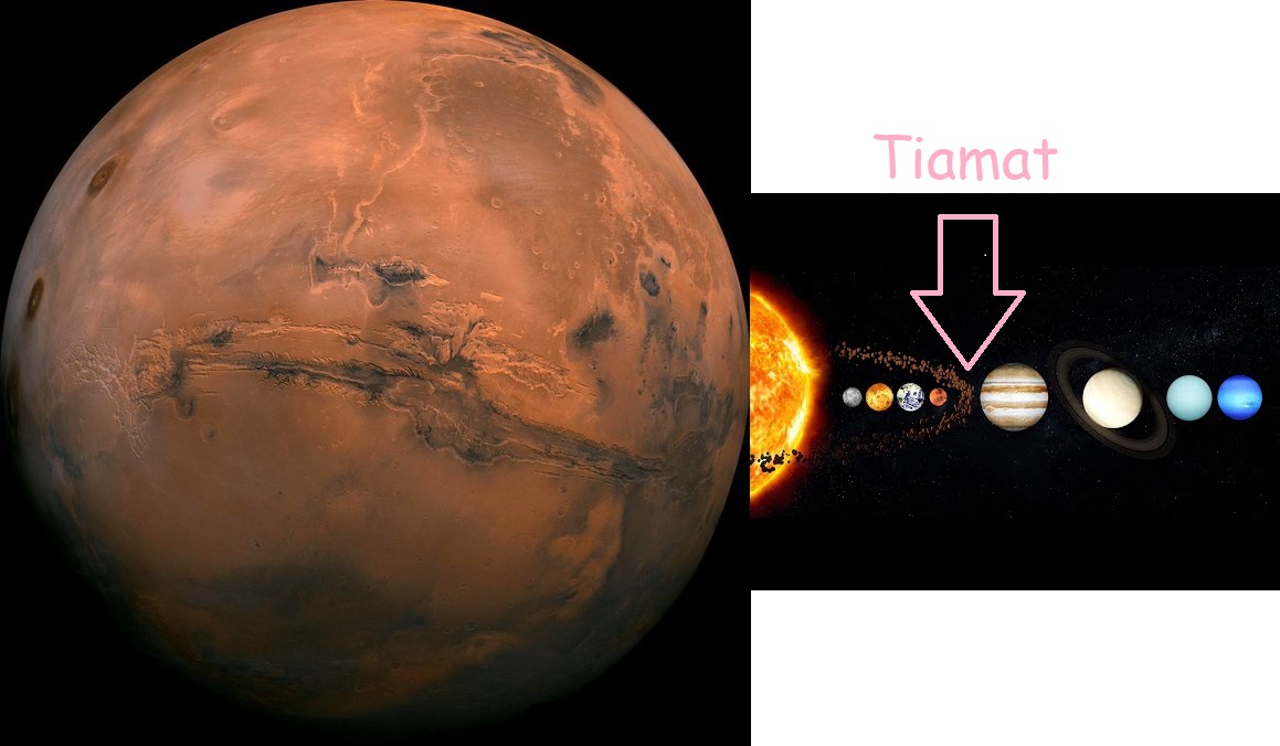 The main asteroid belt used to be a planet called Tiamat. It was blown apart in a galactic war 12,500 years ago. It destroyed the surface of Mars and caused the great flood. The moon is a ship that was brought after the war, to create the matrix we live in.👀