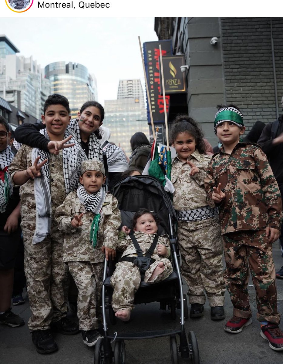 This is not Gaza. 🇵🇸 This is not Rafah. 🇵🇸 This is Montreal. 🇨🇦 A group of children and a baby dress as Hamas terrorists as they march in the streets of Montreal, Canada. H/T @LawrenceMuscant