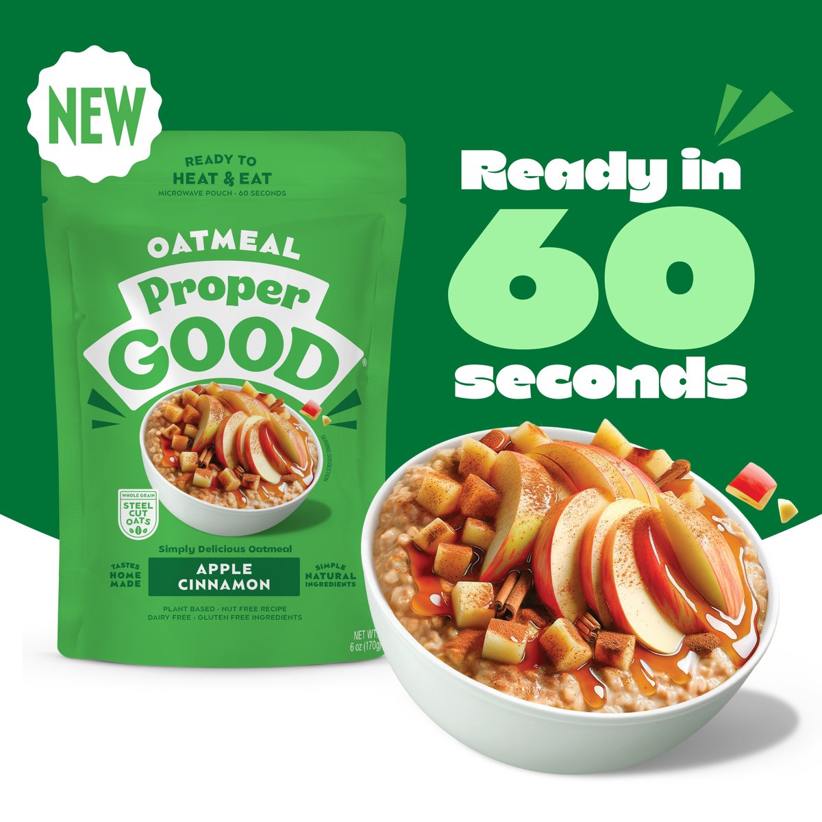 NEW Oatmeal: Apple Cinnamon 🍎 Made with Steel Cut Oats and ready to devour in just 60 seconds
 #breakfast #oats #healthyfood #oatmeal #healthybreakfast #breakfastideas #healthylifestyle #healthy #foodie #mealprep #healthyeating #foodporn #food #instafood #eatclean