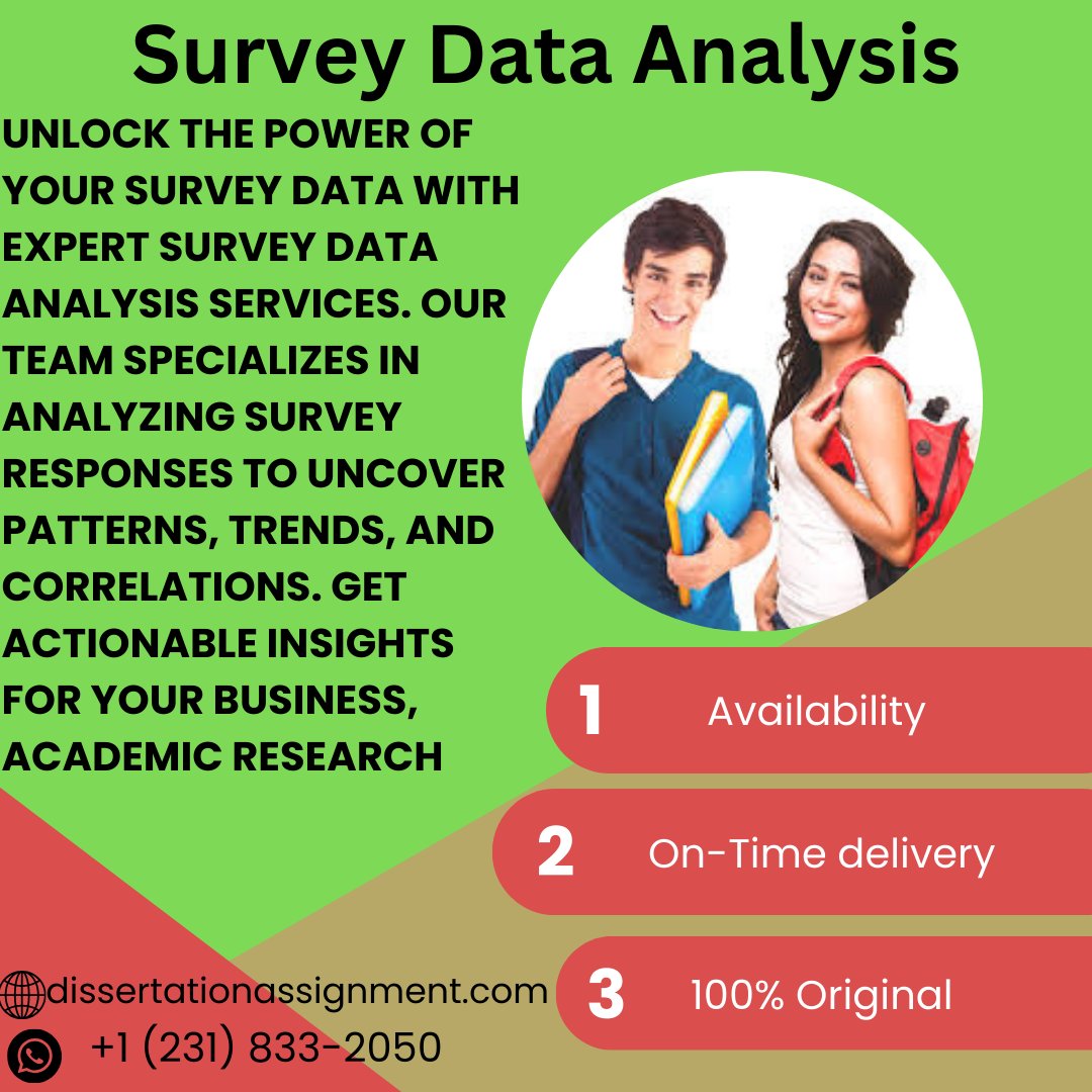 Survey Data Analysis
#SurveyDataAnalysis
#SurveyData 
#SurveyAnalysis
#SurveyAnalysishelp
#SurveyDatahelp
Unlock the power of your survey data with expert survey 
WhatsApp Link:wa.link/r8suly
Order Now: dissertationassignment.com/survey-data-an…