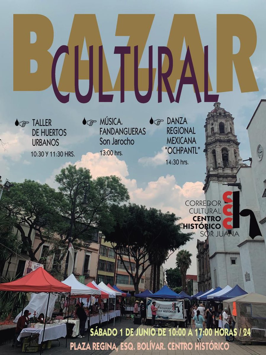 ¿Ya tienen plan para este sábado 1° de junio?
Las invitamos al Bazar Cultural de la #CalleRegina en el #CentroHistoricoCdMx 

¡Tendremos actividades para toda la familia!

#TrabajoArtesanal #CentroHistoricoCdMx #CdMx