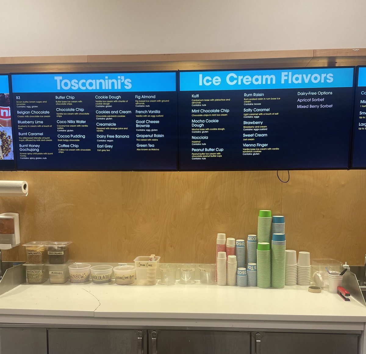 These are the flavors at 159 First Street for Memorial Day Monday.