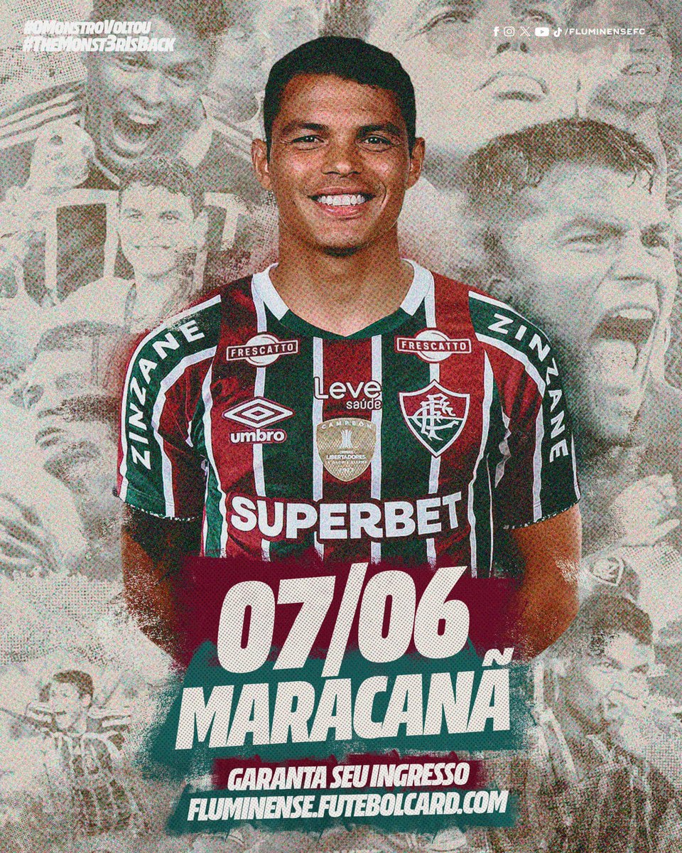 FluminenseFC's tweet photo. O MONSTRO VOLTOU E QUER VOCÊ NO MARACA! Na próxima sexta-feira, o reencontro da Torcida Tricolor com o ÍDOLO @tsilva3 tem show do @sorrisomaroto! Vamos lotar a NOSSA CASA! ❤️💚🇭🇺

Ingressos em https://t.co/1evH5IuIhW! 

#OMonstroVoltou #TheMonsterIsBack https://t.co/bRFtDFxM5W
