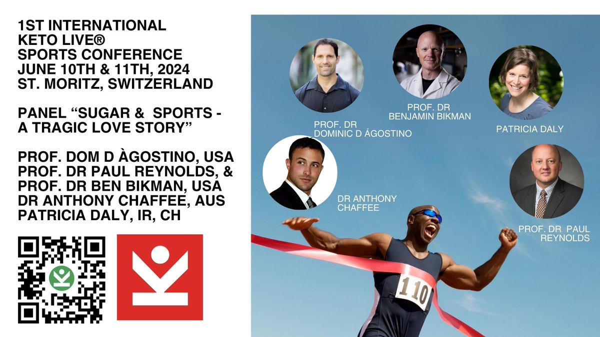 Join us live, book your ticket at ketolive-sports-2024.eventbrite.com @BenBikmanPhD , @DominicDAgosti2, @DrPaulReynolds, @AnthonyCaffee, June 10th in St. Moritz 🇨🇭