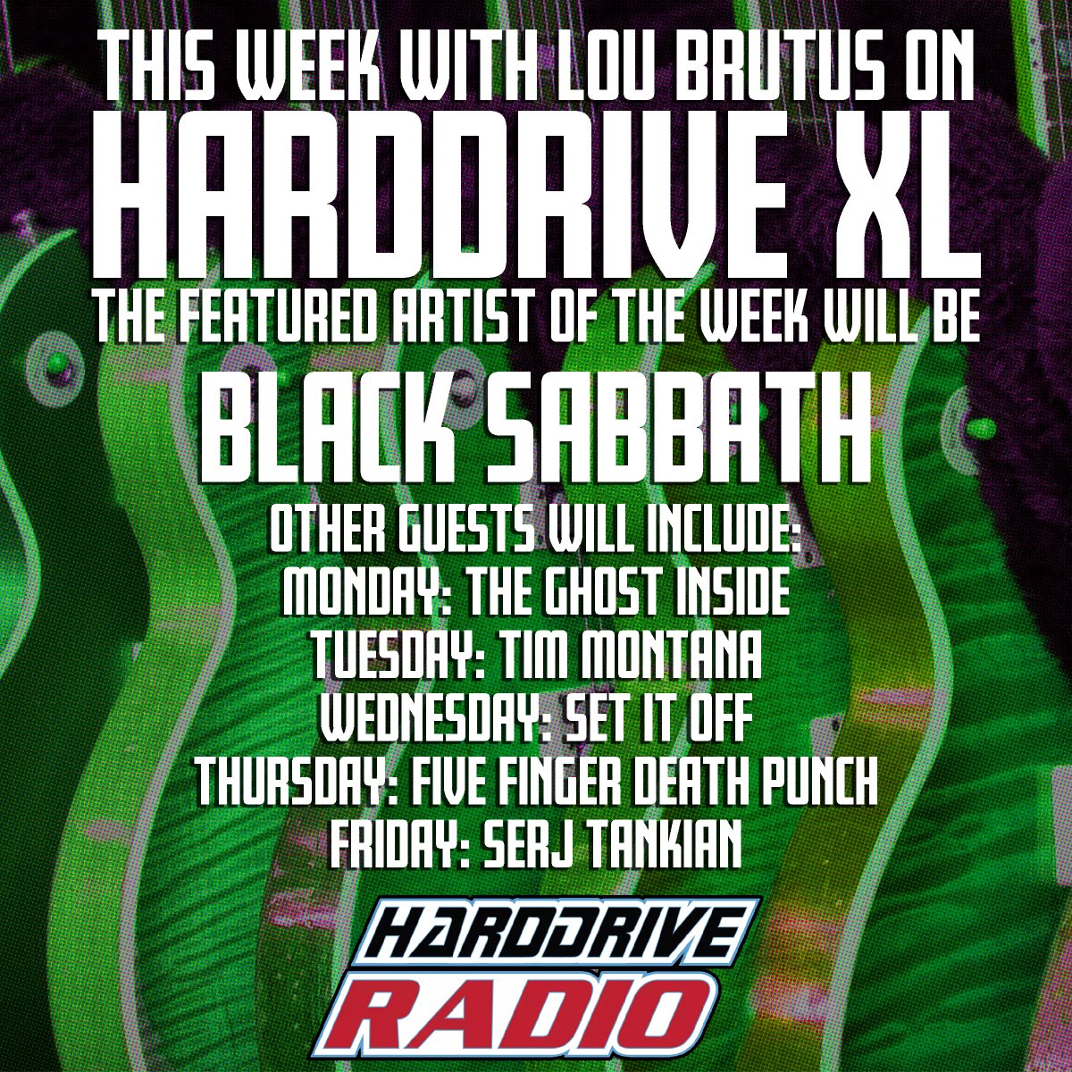 Tonight on @HardDriveRadio XL I'll welcome my Featured Artist of the Week: @TonyIommi of @BlackSabbath! Other guests with will include @TheGhostInside @TimMontana @SetItOff @FFDP and @SerjTankian. Get some! #hardDriveRadio #loubrutus #blacksabbath #tonyiommi