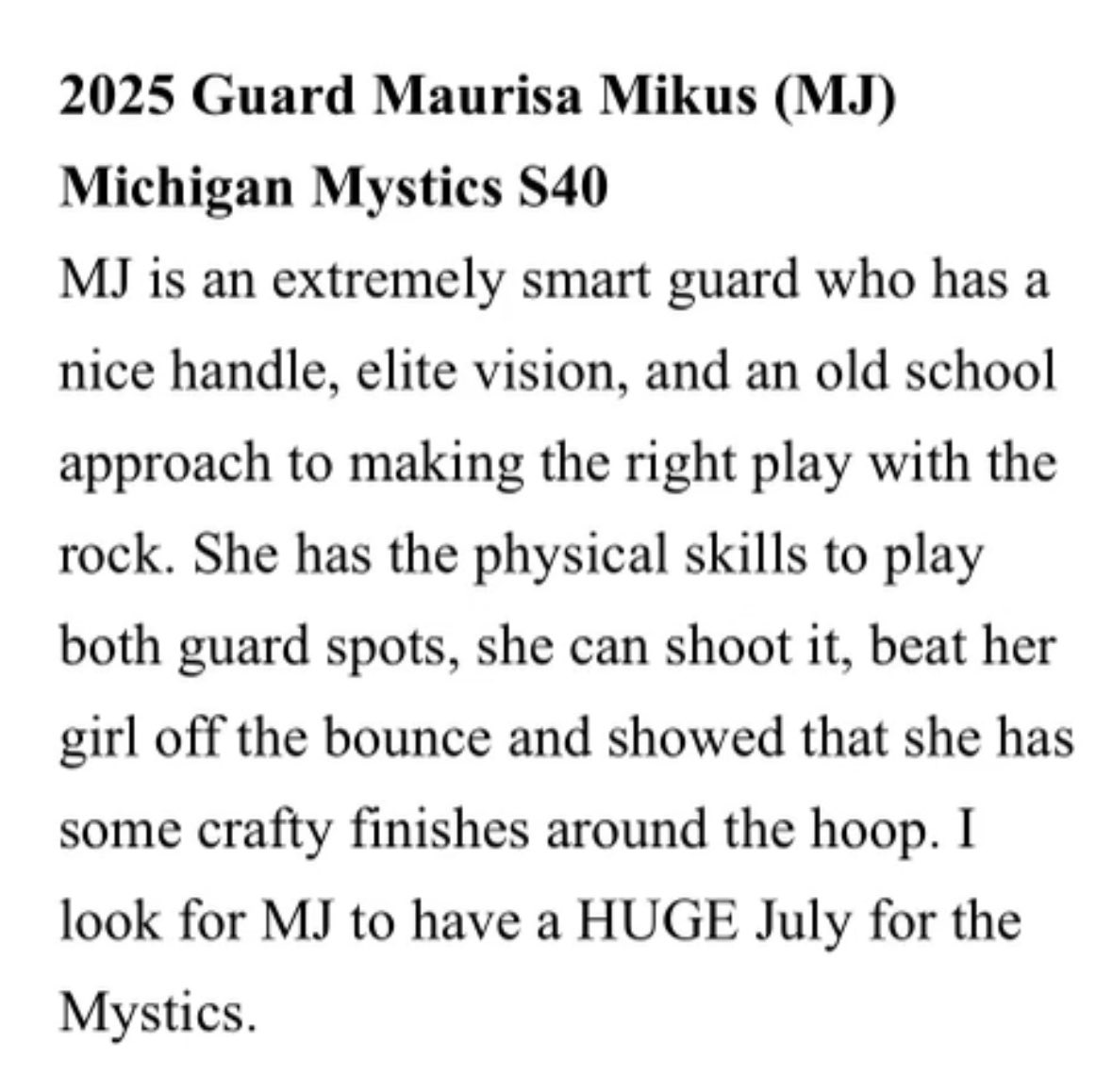 Maurisa (MJ) Mikus (@mjmikus2025) on Twitter photo Thank you for the recognition! <a href="/HowellHoops/">Howell Womens' Basketball</a> <a href="/MImystics/">Michigan Mystics</a> <a href="/CoachTone__/">Antonio Capaldi</a> Thank you for the recognition! <a href="/HowellHoops/">Howell Womens' Basketball</a> <a href="/MImystics/">Michigan Mystics</a> <a href="/CoachTone__/">Antonio Capaldi</a>
