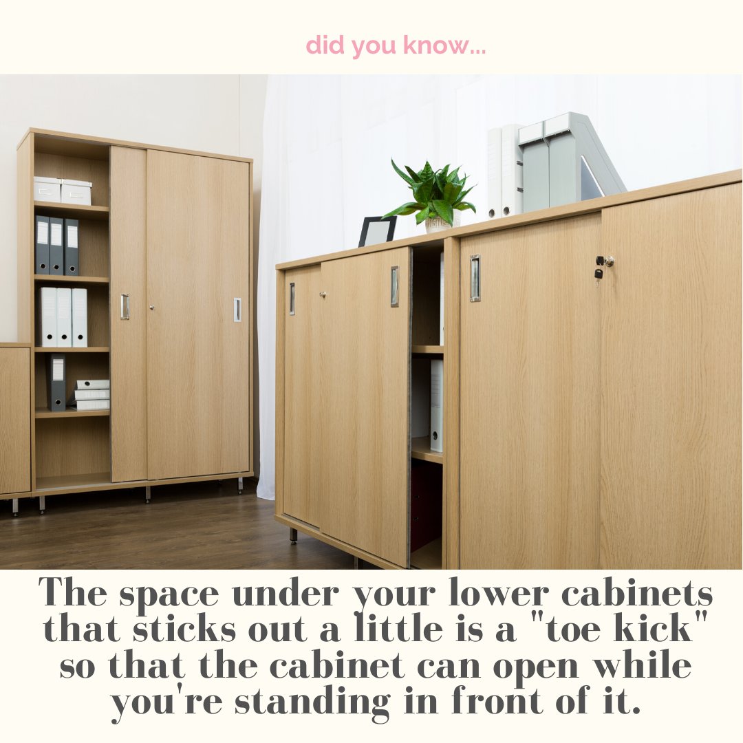 Interesting fact: The space under your lower cabinets sticks out slightly, not just for looks - it's a two-inch 'toe-kick' so that a cabinet can open while you're standing in front of it. 😉 #interestingfact #kitchen #kitchenremodel #kitchenhome #kitchenrefurbish