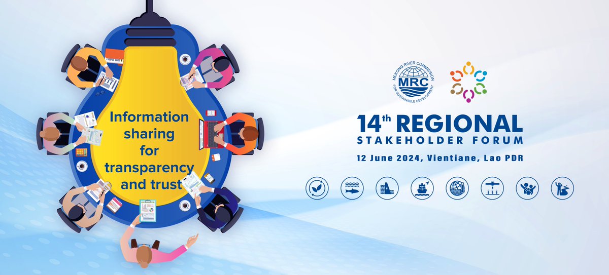 Mark your calendar 📅 Please register to participate in the MRC 14th Regional Stakeholder Forum before 𝟯𝟭 𝗠𝗮𝘆 𝟮𝟬𝟮𝟰. 🗓️ Date: 12 June 2024 🏢 Location: Vientiane Capital, Lao PDR and Facebook livestream 📝 Register: bit.ly/4drD0Uq