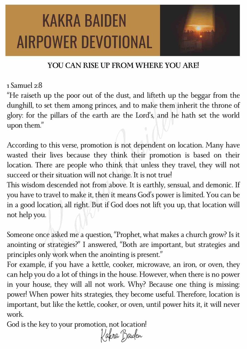 YOU CAN RISE UP FROM WHERE YOU ARE

#kakrabaiden #devotional #daily