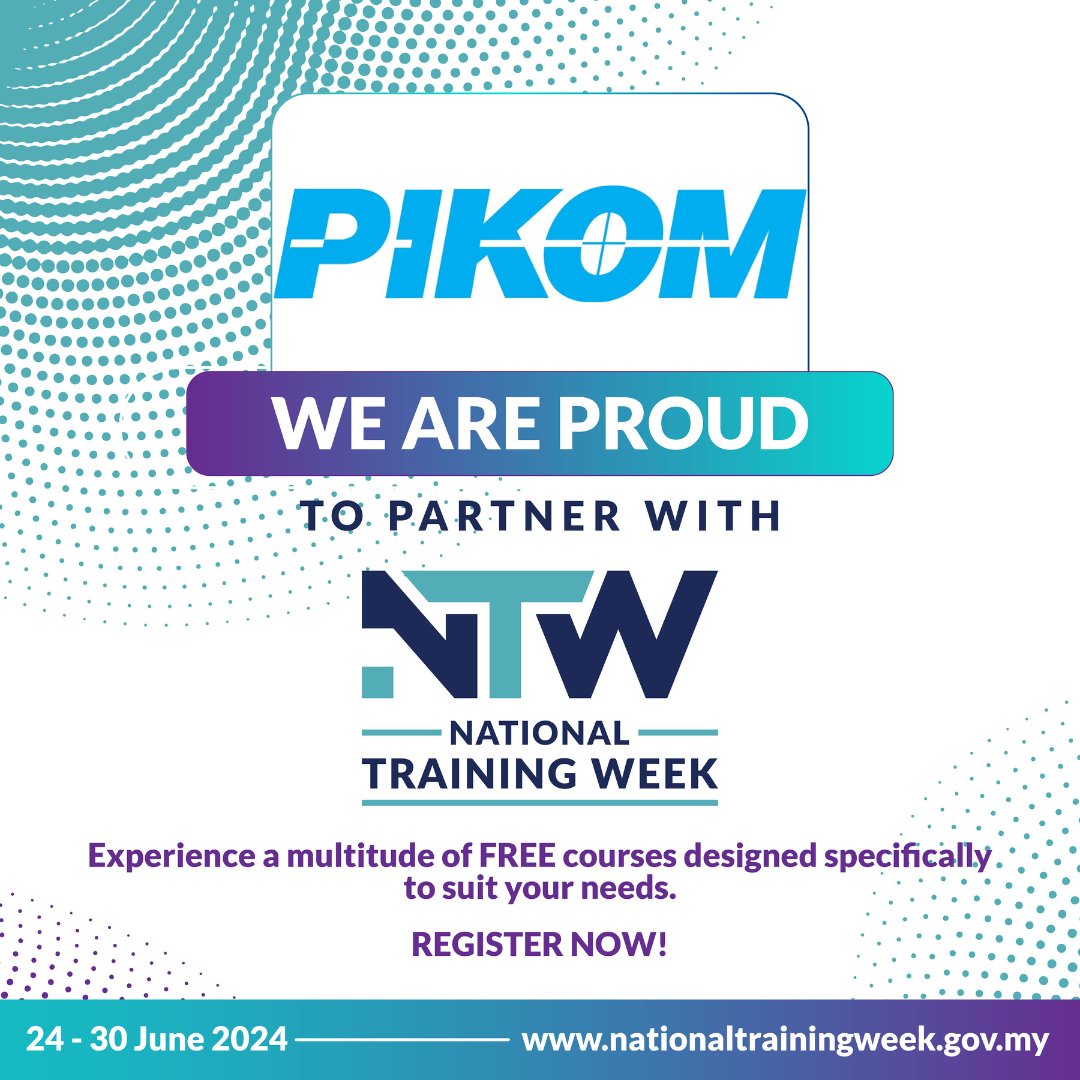 PIKOM Members! You are welcome to propose free trainings to fellow Malaysians in the form of hour-long webinars to full-day in-person training, held anytime from 1 June to 30 June 2024.  Submit your proposal to academy@pikom.org.my and be part of NTW2024!