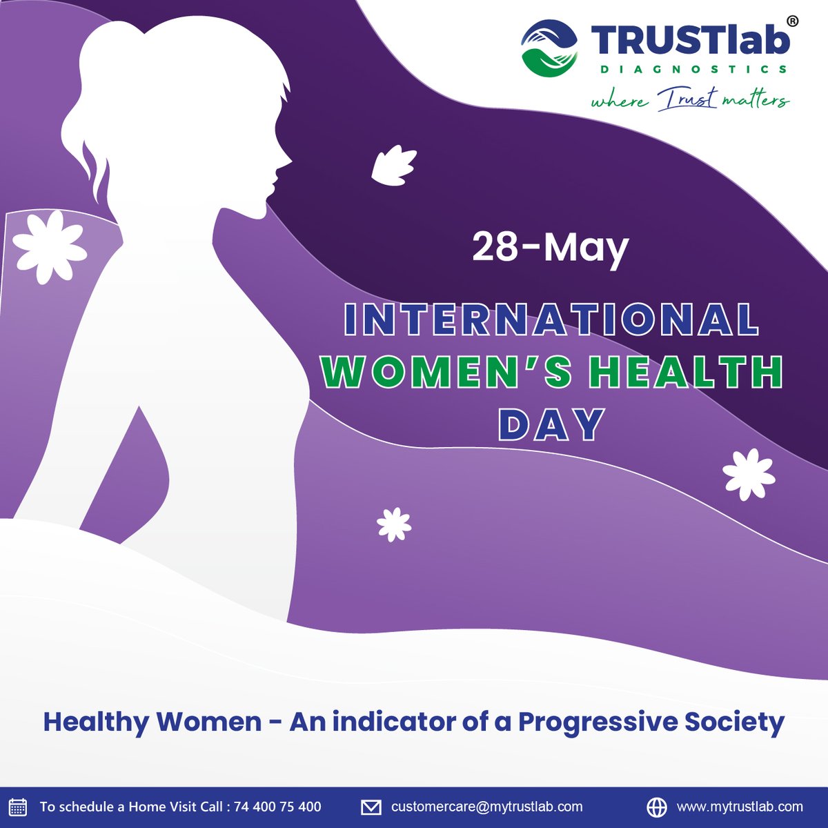🌸✨ Celebrating Women’s Health Day! ✨🌸At TRUSTlab Diagnostics, we are dedicated to providing comprehensive health packages tailored for women.

#WomensHealthDay #EmpowerYourHealth #TRUSTlabDiagnostics #HealthCheck #Wellness #WomenEmpowerment #SelfCare #RoutineCheckups