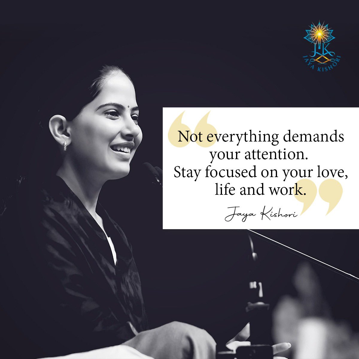 Not everything demands your attention. Stay focused on your love, life and work. #jayakishori #jayakishorimotivation #motivationalquotes #dailymotivation #spirituality