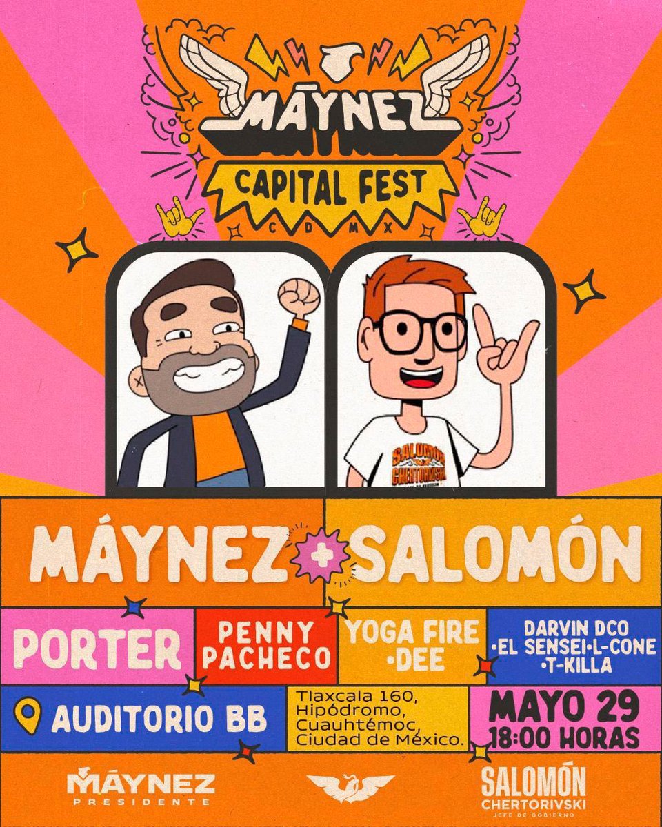 Si eres fan de @Chertorivski y @AlvarezMaynez ¡Te invito al #MáynezCapitalFest! 🎶 Te espero este miércoles en el gran concierto chilango.🤘🏼 📨 ¡No faltes! Solo envíame inbox para entregarte los boletos para el evento. 🍊