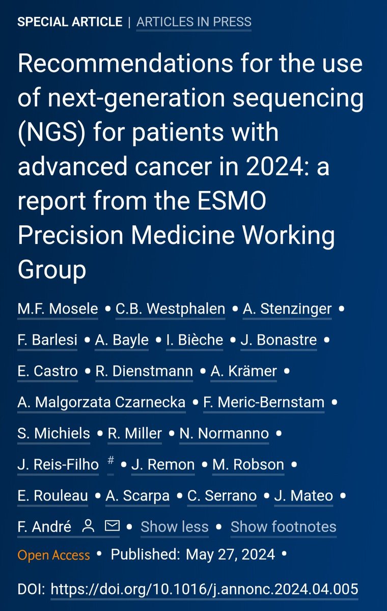 Yakup Ergün (@dr_yakupergun) on Twitter photo Recommendations for the use of NGS for patients with advanced cancer in 2024: a report from the ESMO Precision Medicine Working Group
✅️ESMO expands tumour NGS recommendations to include BC, GIST, thyroid cancer, and CUP
<a href="/OncoAlert/">OncoAlert</a> #precisionmedicine
annalsofoncology.org/article/S0923-… Recommendations for the use of NGS for patients with advanced cancer in 2024: a report from the ESMO Precision Medicine Working Group
✅️ESMO expands tumour NGS recommendations to include BC, GIST, thyroid cancer, and CUP
<a href="/OncoAlert/">OncoAlert</a> #precisionmedicine
annalsofoncology.org/article/S0923-…